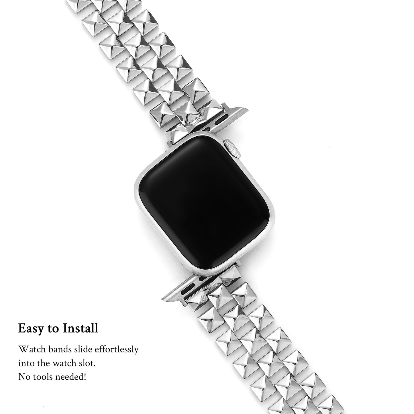 Premium Stainless Steel Diamond-Accent Watch Band