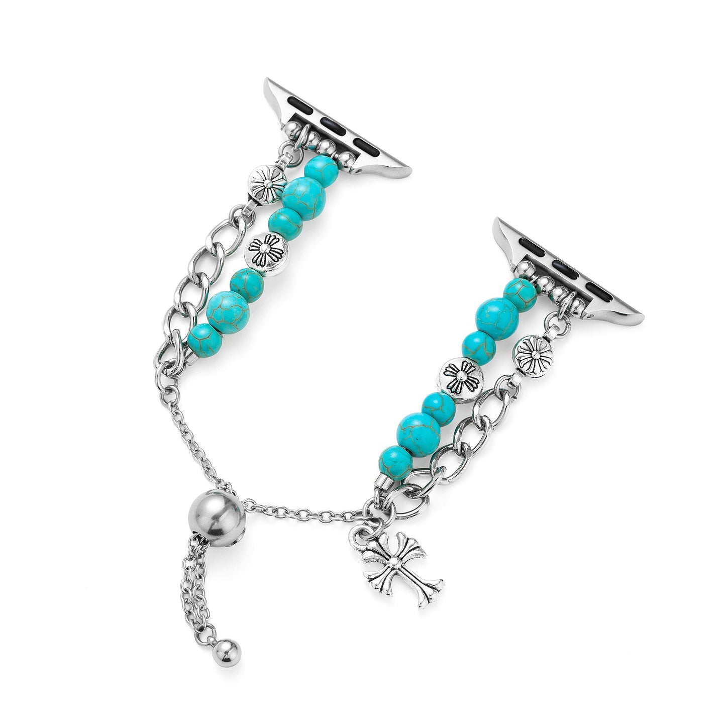 Turquoise Beaded Apple Watch Band β Chic, Handmade Strap
