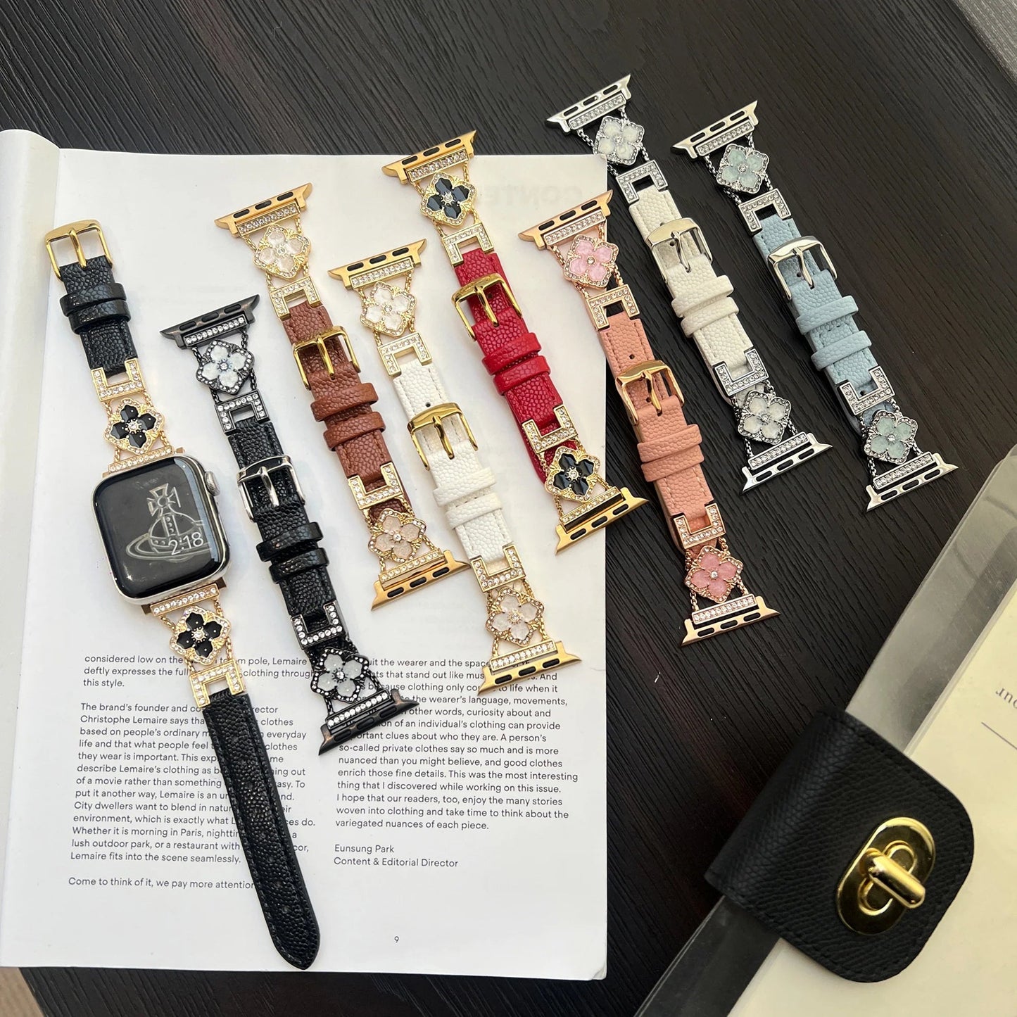 Glitter-Accented Leather Strap