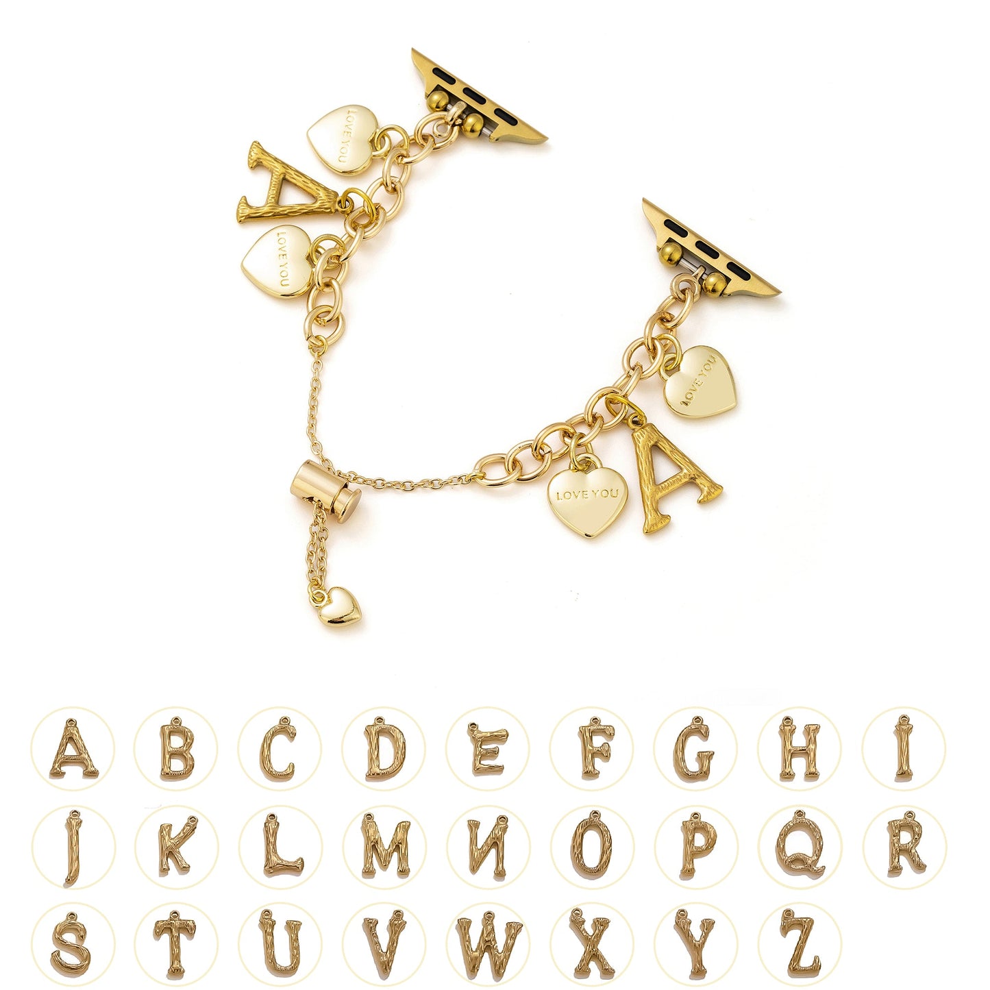 Love Letter Pendant Metal Watch Band for Apple Watch β Elegant, Romantic Accessory