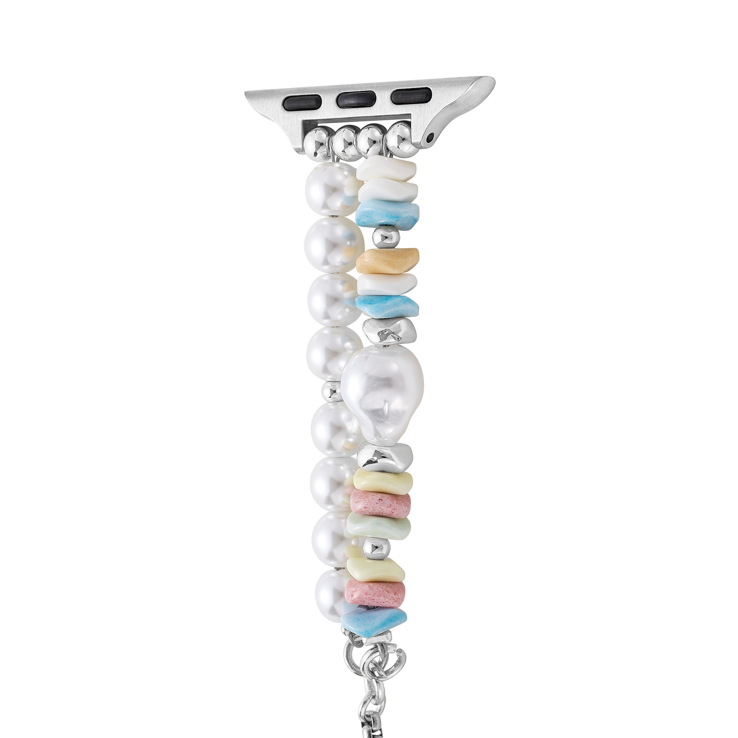 Pastel Rainbow Pearl Beaded Apple Watch Band – Elegant, Sparkling Wrist Accessory