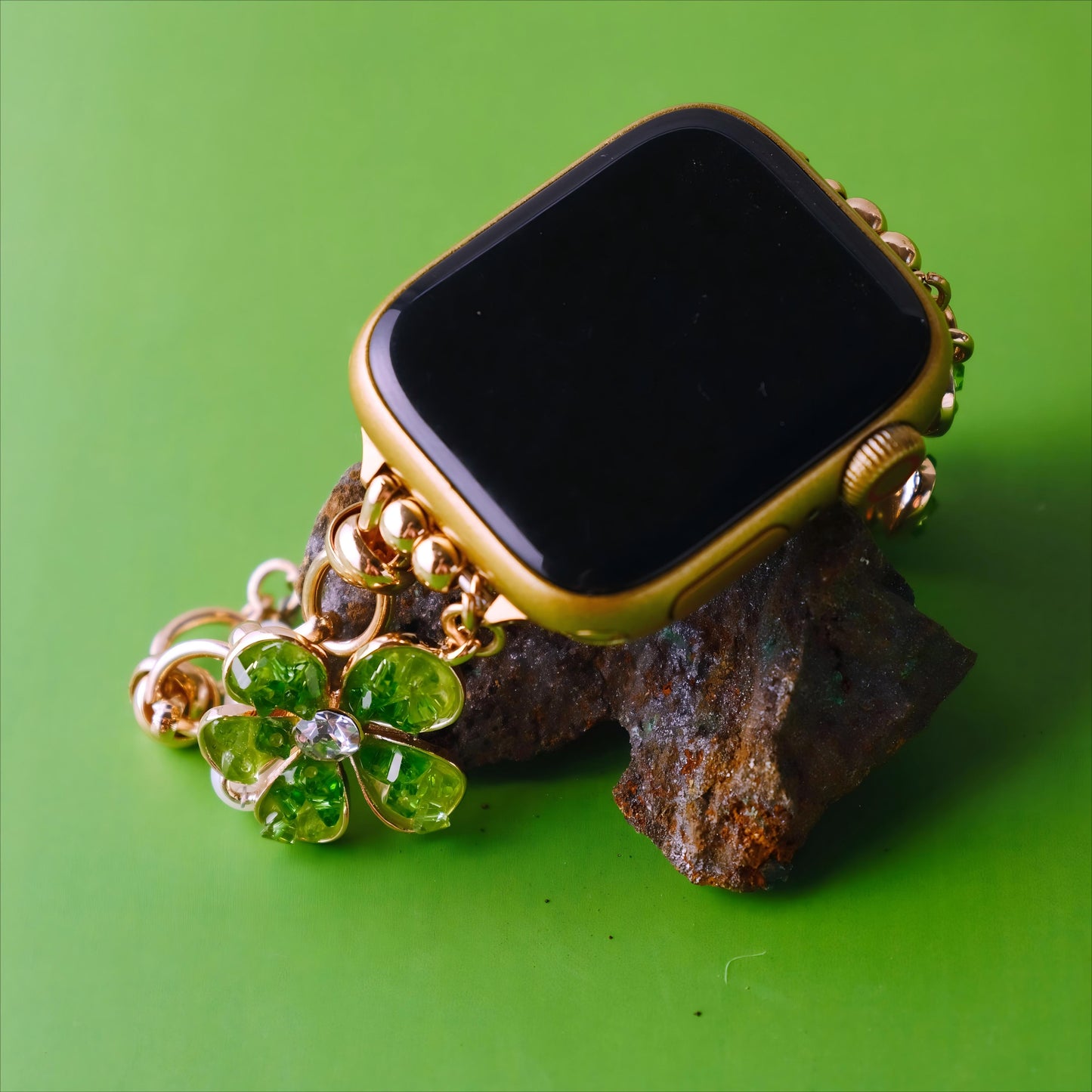 Elegant Floral Quartz Chain Watch Band for Apple Watch