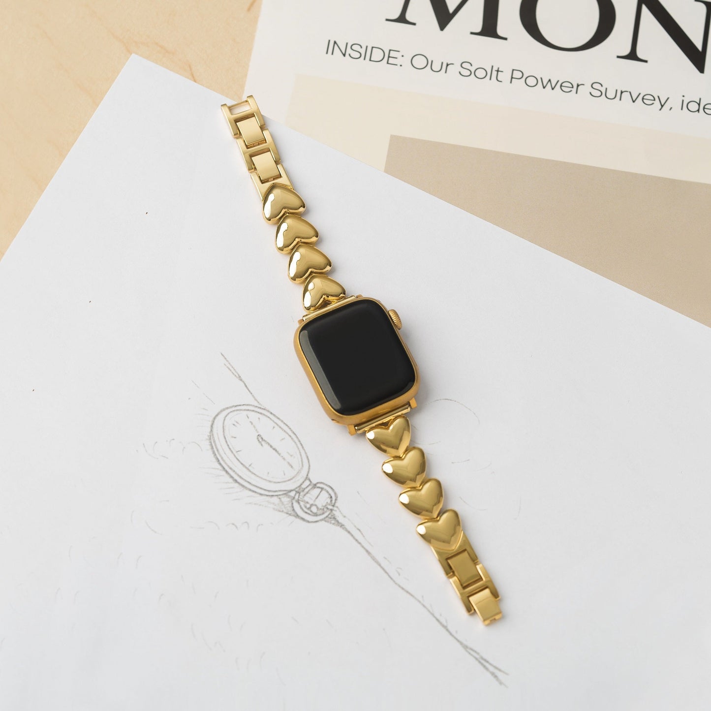 Sleek Polished Love Metal Band for Apple Watch