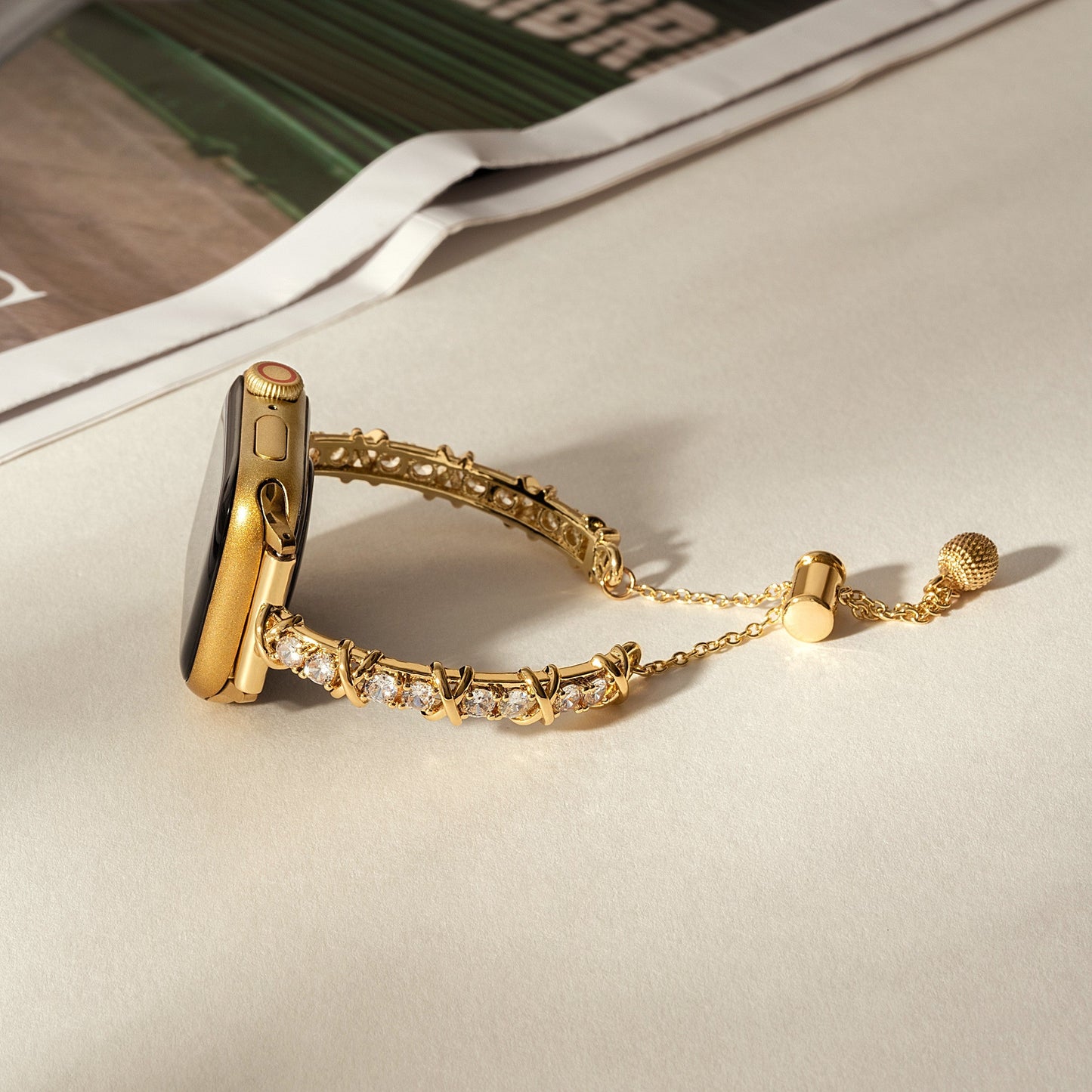 14K Gold & Platinum-Plated Zircon Metal Watch Band
