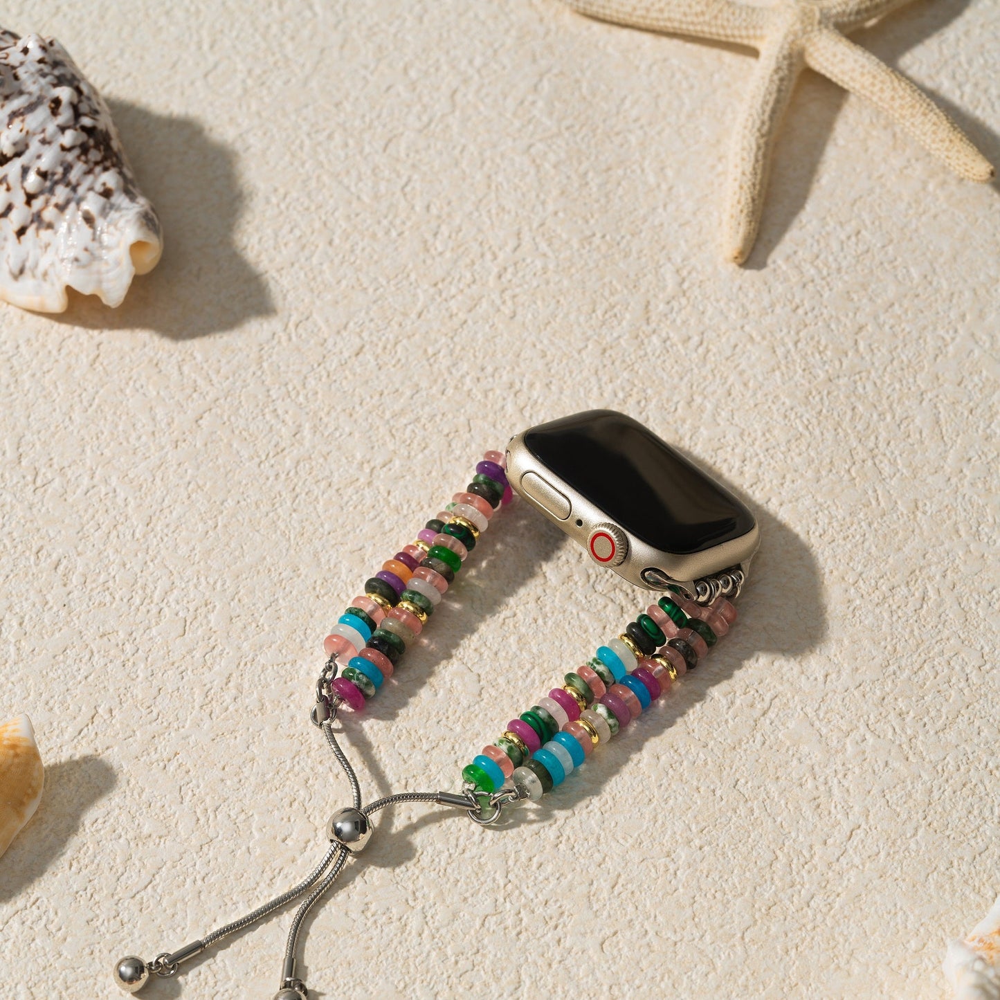 Rainbow Natural Stone Watch Band for Apple Watch – Elegant Marble-Style Accessory