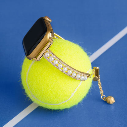 Elegant Pearl-Beaded Copper Band for Apple Watch