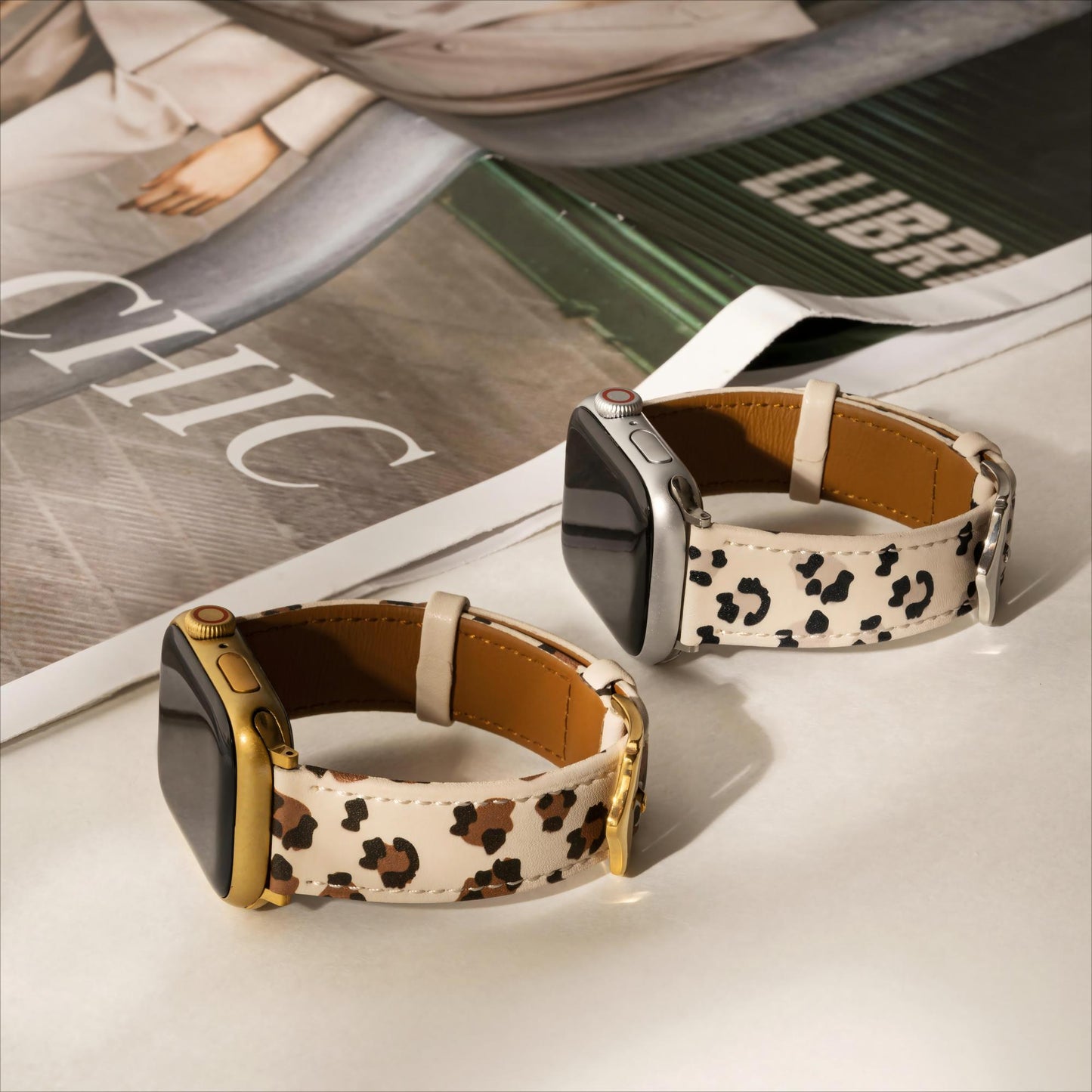Leopard Print Leather Watch Band for Apple Watch - Premium Leather Strap
