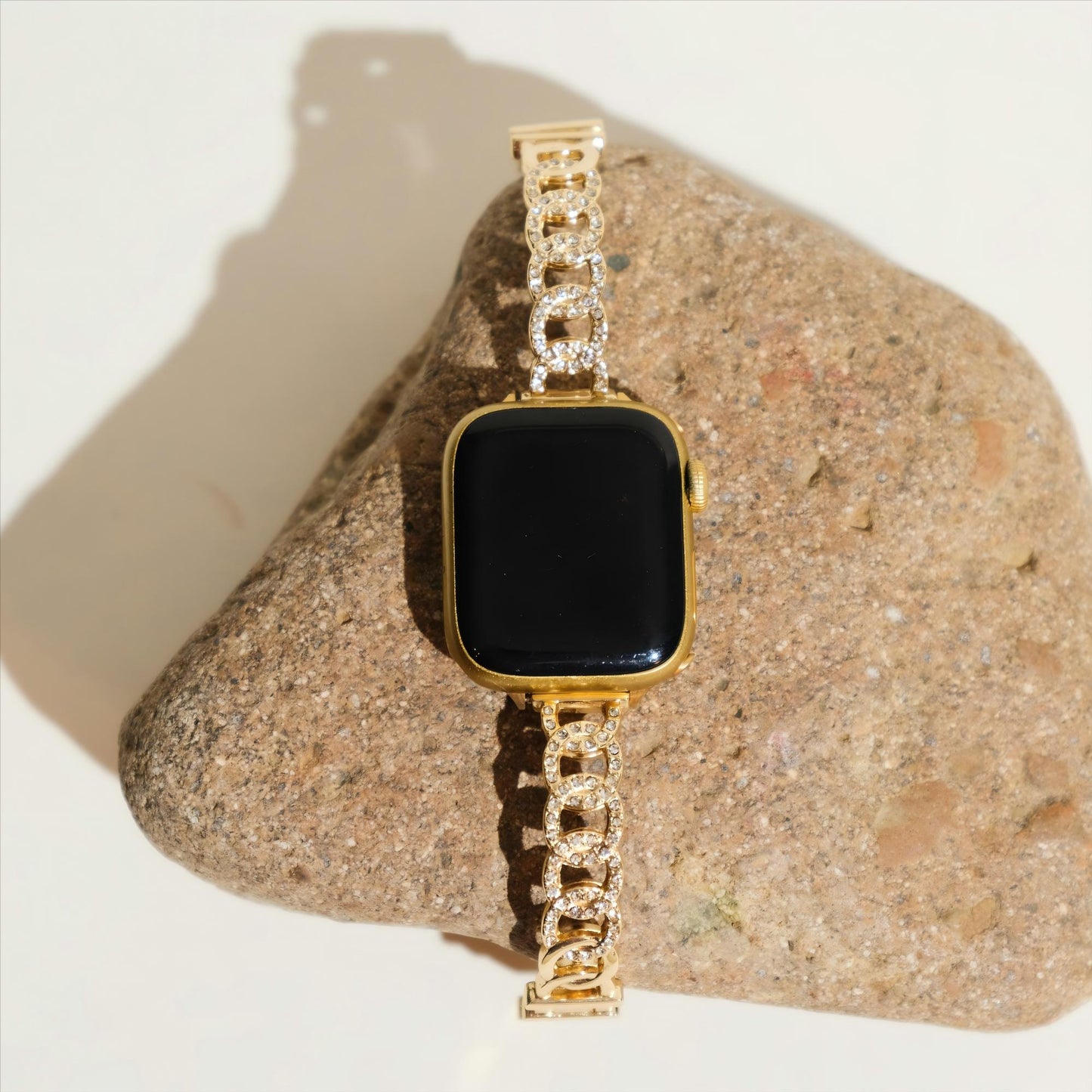 Sparkling Rhinestone Circular Metal Watch Band