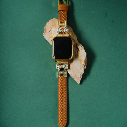 Elegant Bowknot Leather Band for Apple Watch - Premium Leather, All-Day Comfort