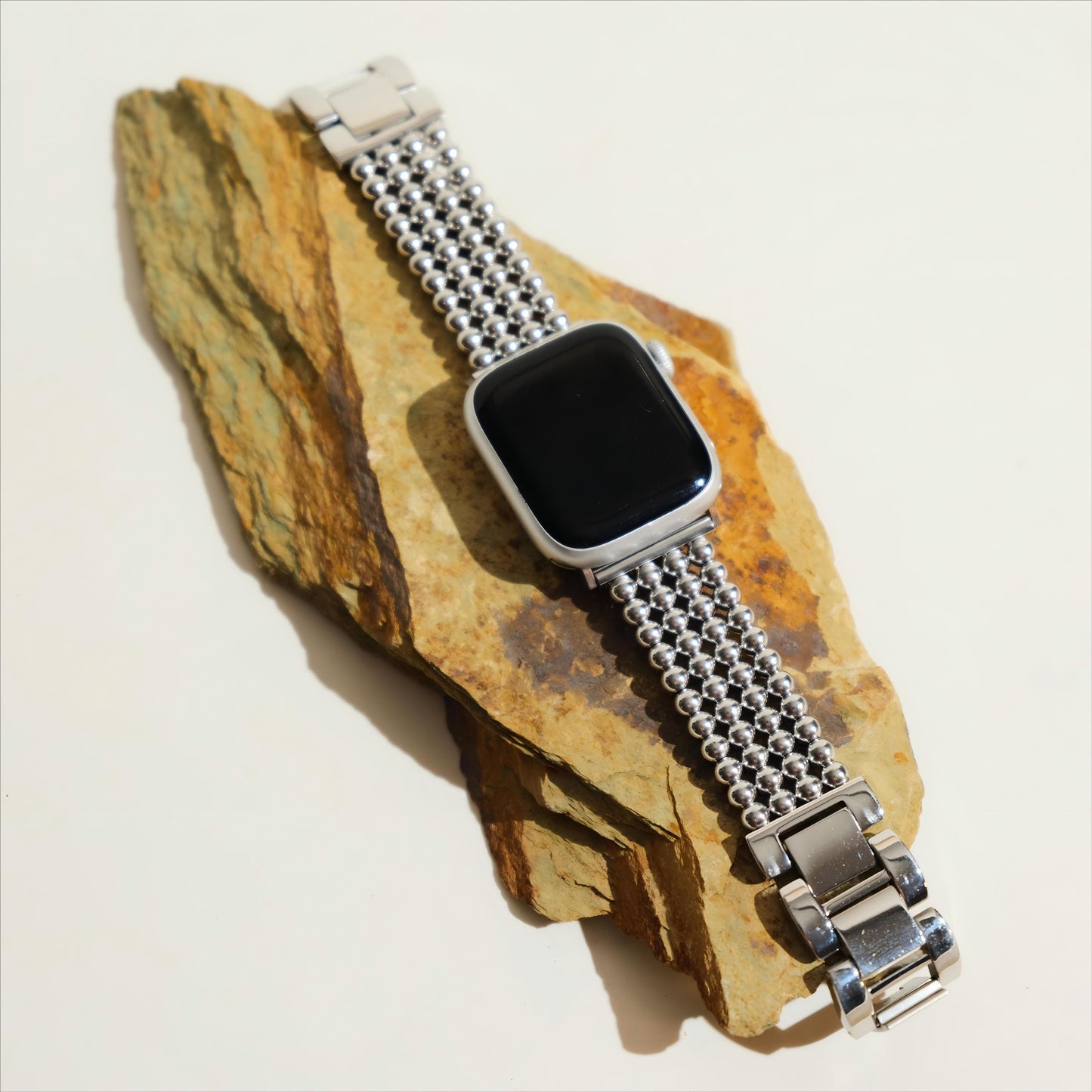 Premium Stainless Steel Beaded Watch Band for Apple Watch