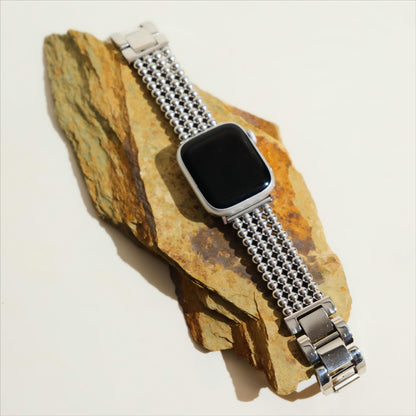 Premium Stainless Steel Beaded Watch Band for Apple Watch