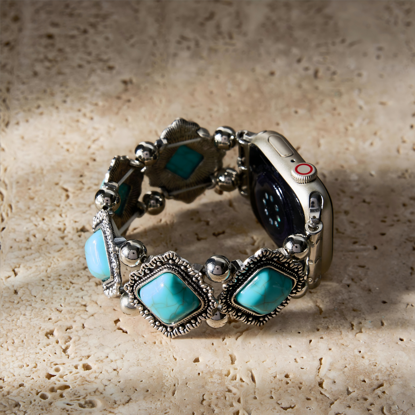 Vintage-Style Turquoise Elastic Watch Bracelet for Apple Watch