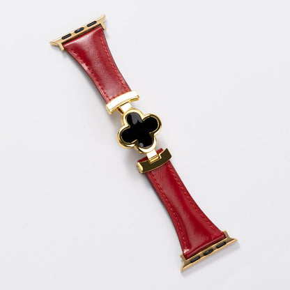 Lucky Flower Leather Strap for Apple Watch - Elegant Floral Design