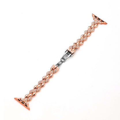 Luxurious Diamond-Accented Metal Watch Band