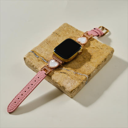 Love-Infused Sparkling Leather Watch Band for Apple Watch