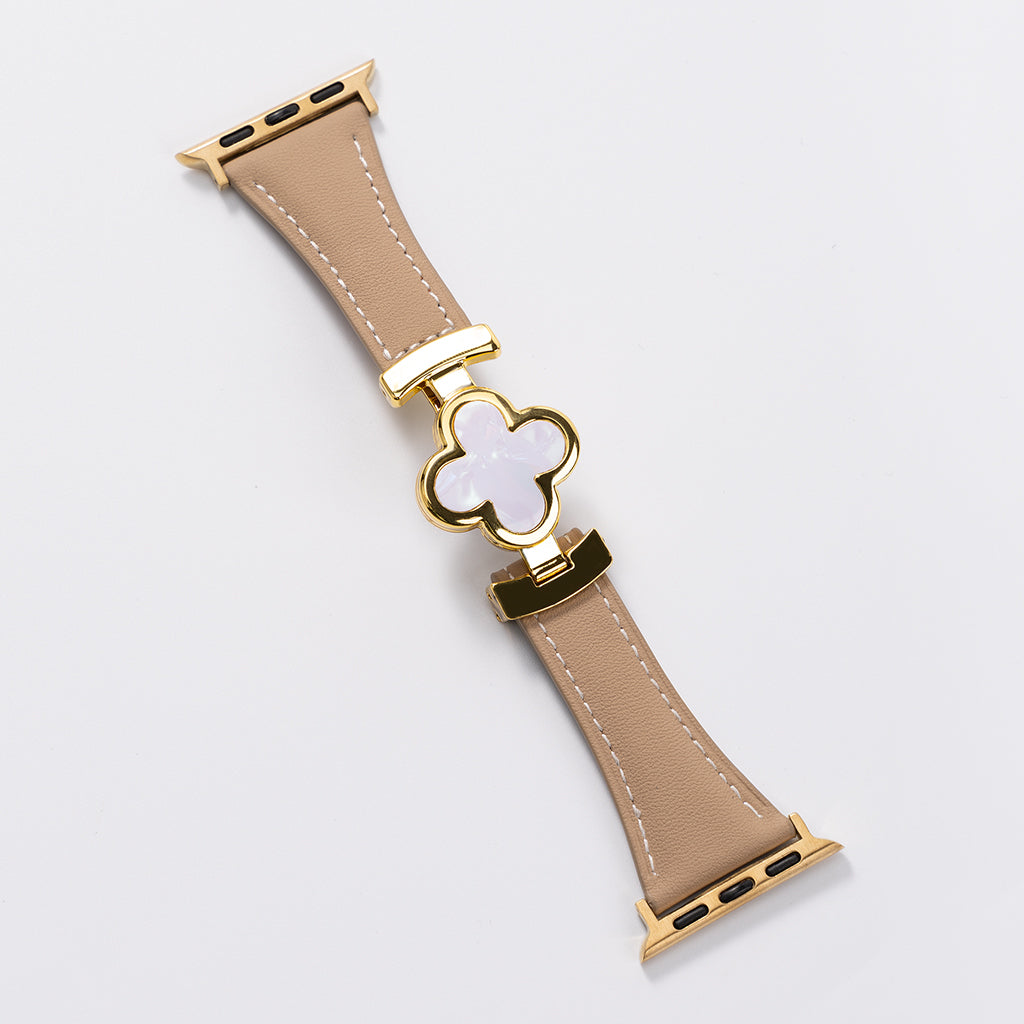 Lucky Flower Leather Strap for Apple Watch - Elegant Floral Design