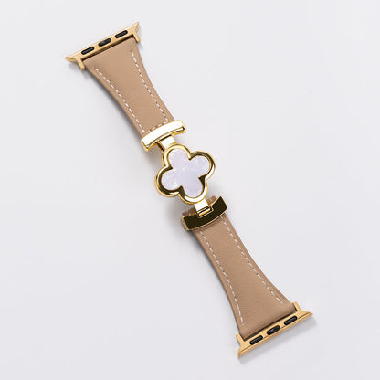 Lucky Flower Leather Strap for Apple Watch - Elegant Floral Design