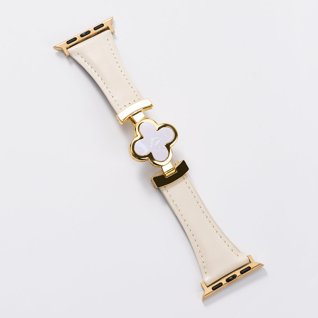 Lucky Flower Leather Strap for Apple Watch - Elegant Floral Design