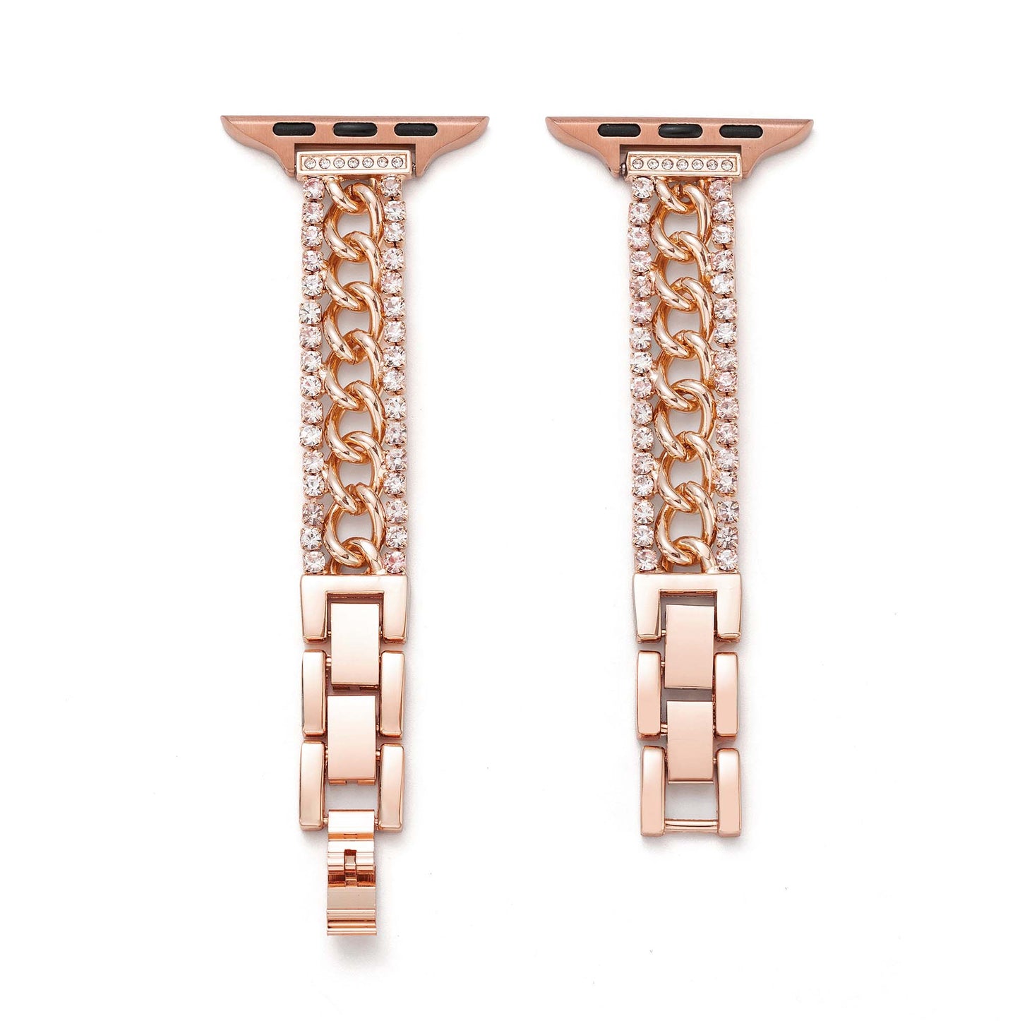 Gleaming Chain-Metal Watch Band with a Shimmering Finish