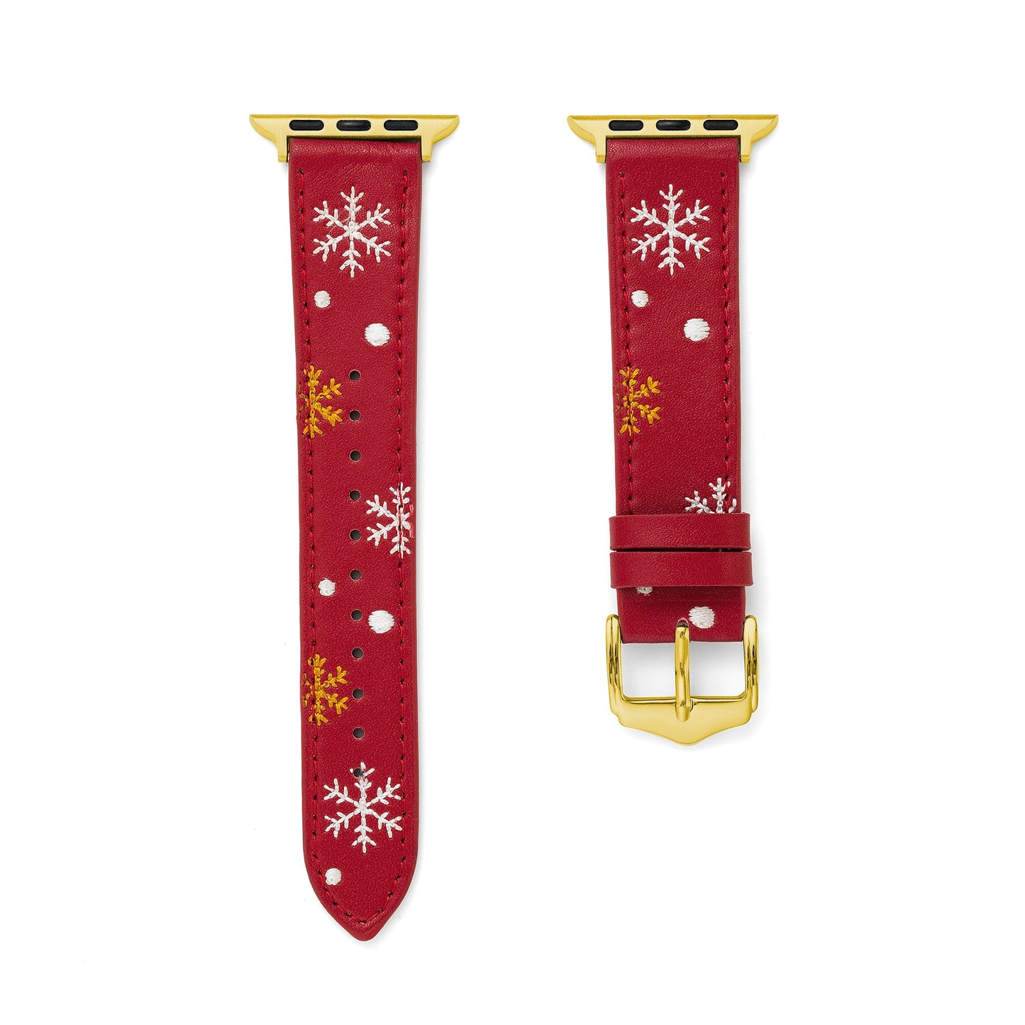 Festive Christmas Snowflake Embroidered Apple Watch Band