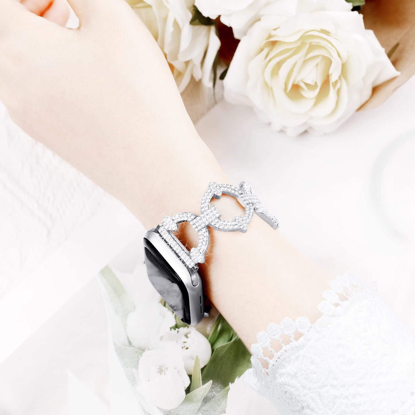 Sparkling Link Bracelet for Apple Watch - Elegant Crystal-Accent Band
