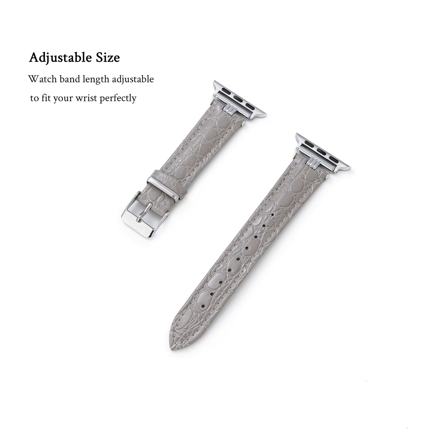 Alligator-Print Leather Watch Band for Apple Watch - Premium Replacement Strap
