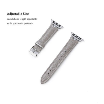 Alligator-Print Leather Watch Band for Apple Watch - Premium Replacement Strap