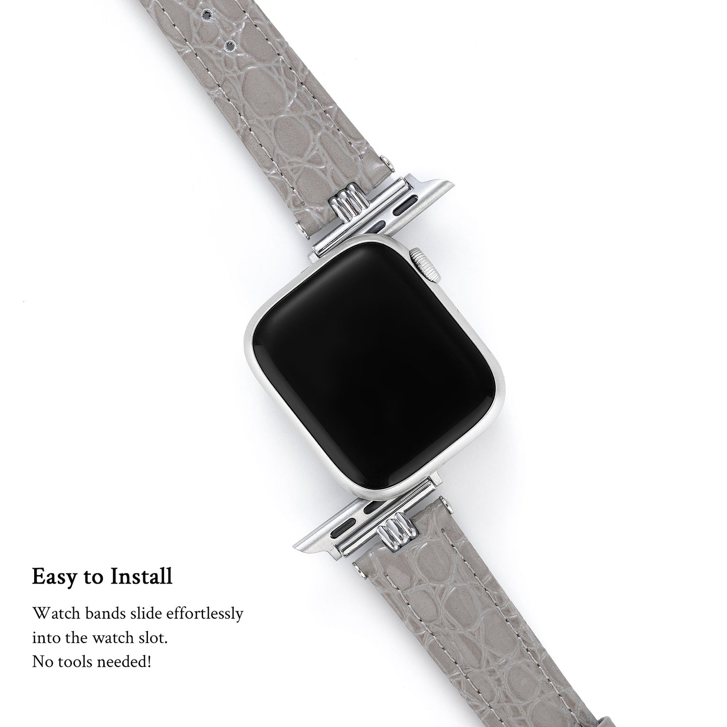 Alligator-Print Leather Watch Band for Apple Watch - Premium Replacement Strap