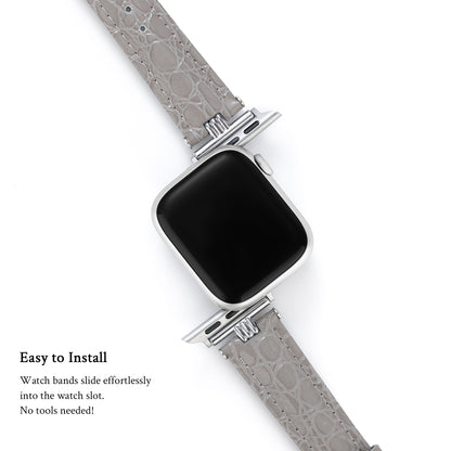 Alligator-Print Leather Watch Band for Apple Watch - Premium Replacement Strap