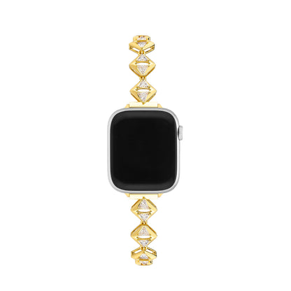Sparkling Geometric Copper Rhinestone Watch Band