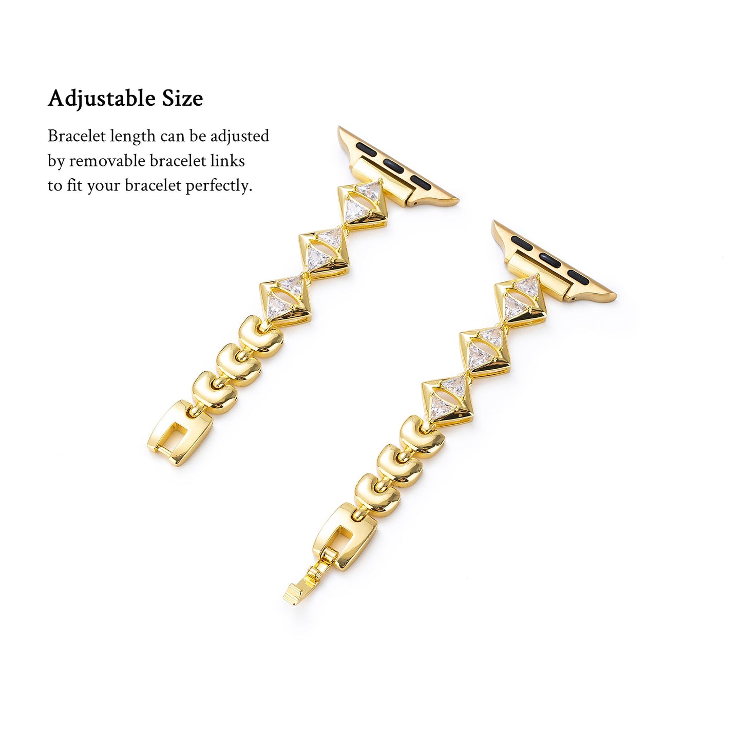 Sparkling Geometric Copper Rhinestone Watch Band