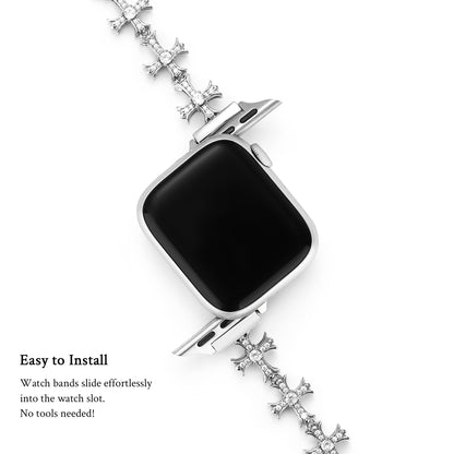 Glittering Cross-Design Apple Watch Band