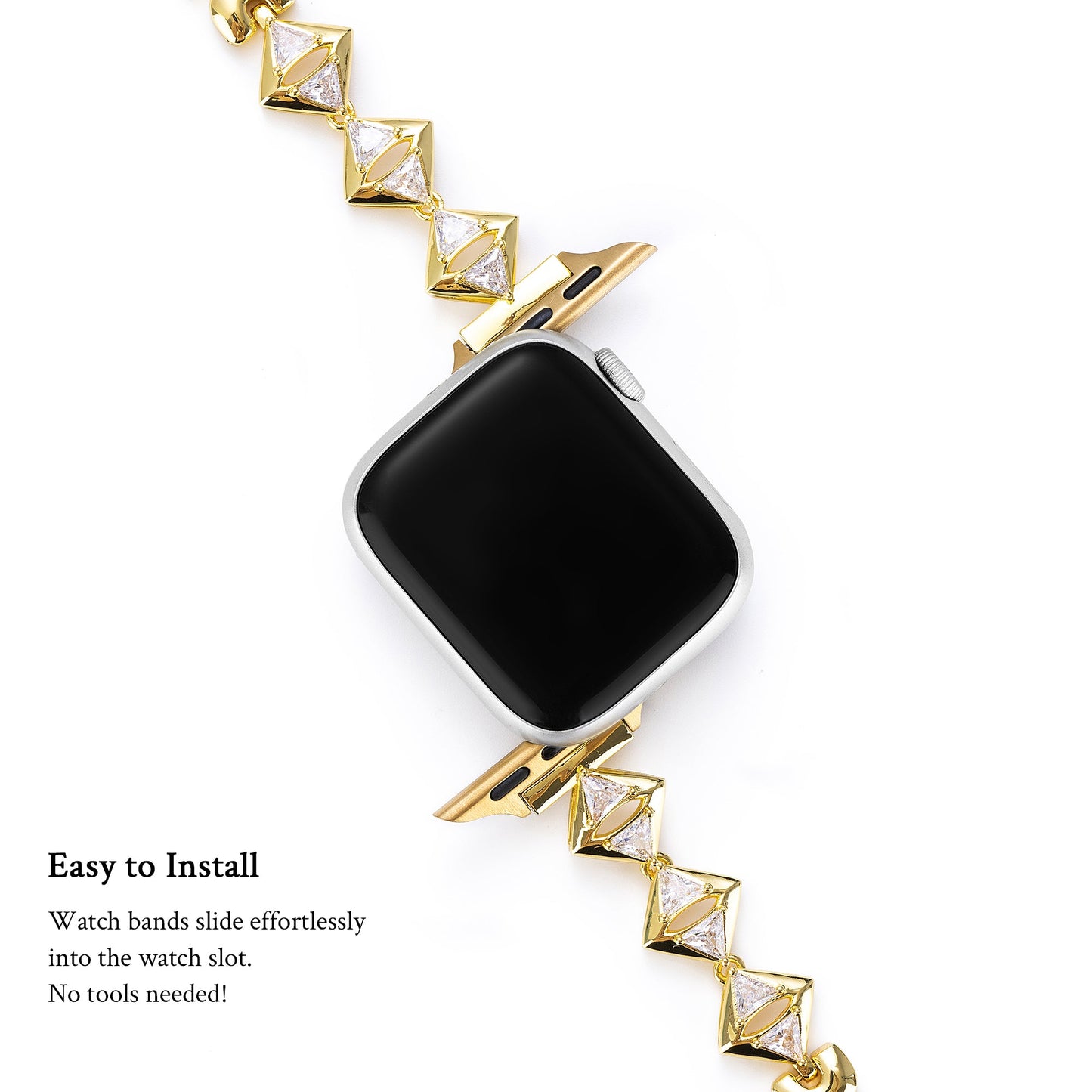 Sparkling Geometric Copper Rhinestone Watch Band
