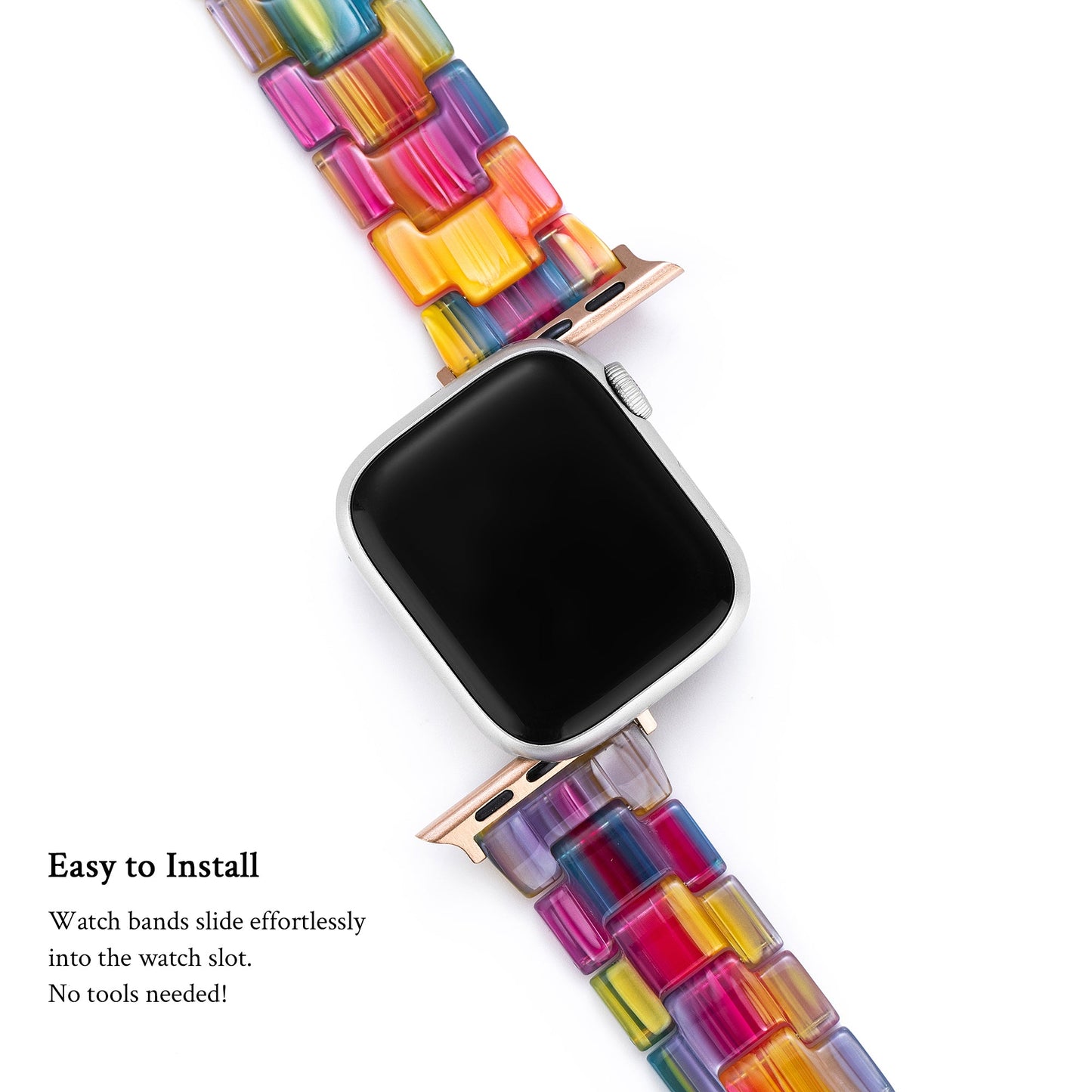 Vibrant Rainbow Resin Watch Band for Apple Watch