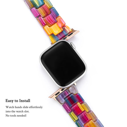 Vibrant Rainbow Resin Watch Band for Apple Watch