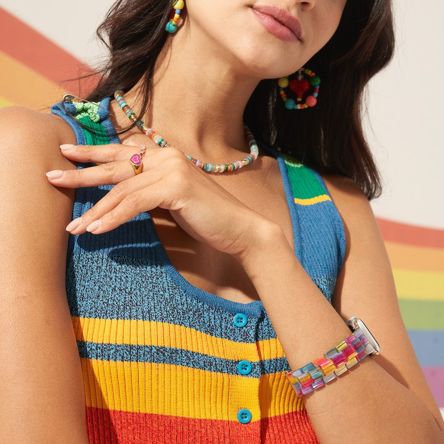 Vibrant Rainbow Resin Watch Band for Apple Watch