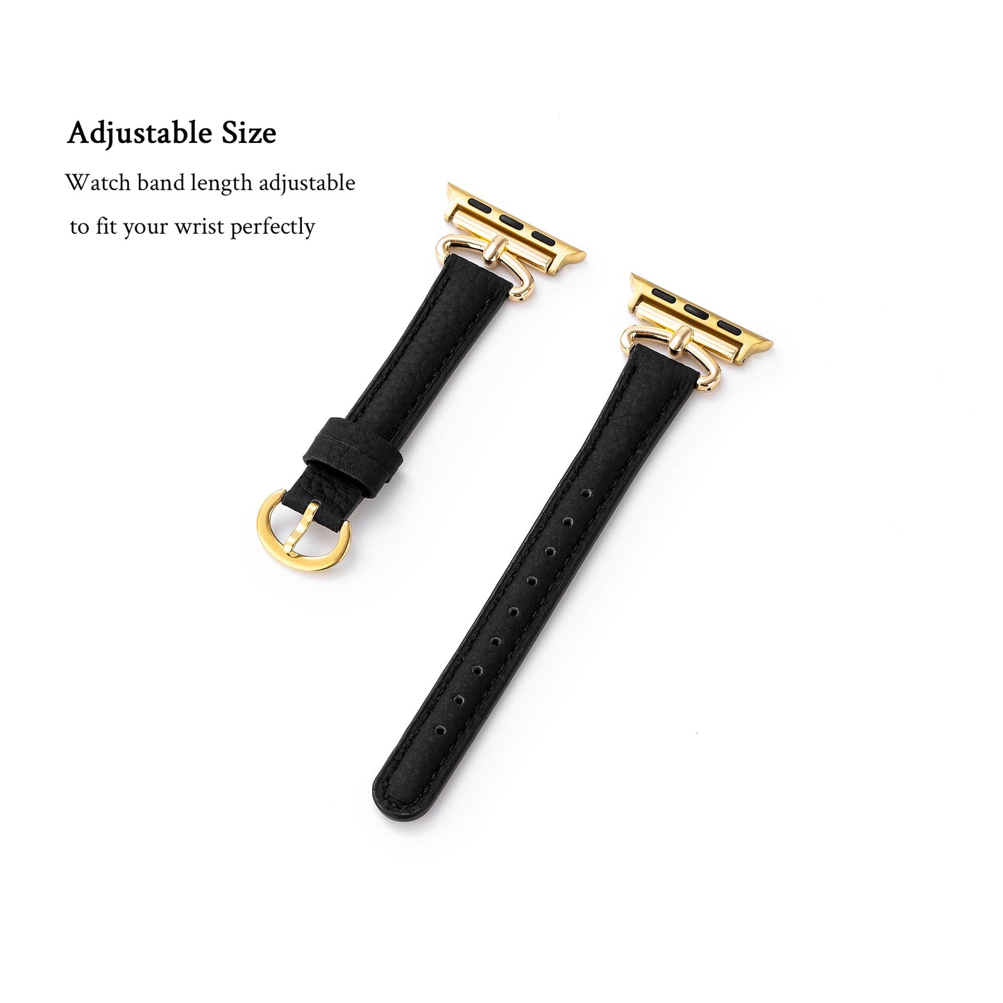 Sleek Leather Watch Band with Metal Accents for Apple Watch