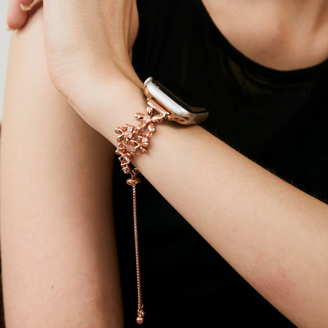 14K Gold & Platinum Plated Floral Copper Watch Band