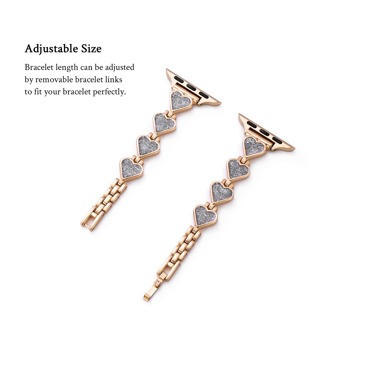 Glitter Love Metal Watch Band for Apple Watch – Sparkling Stainless Steel Strap