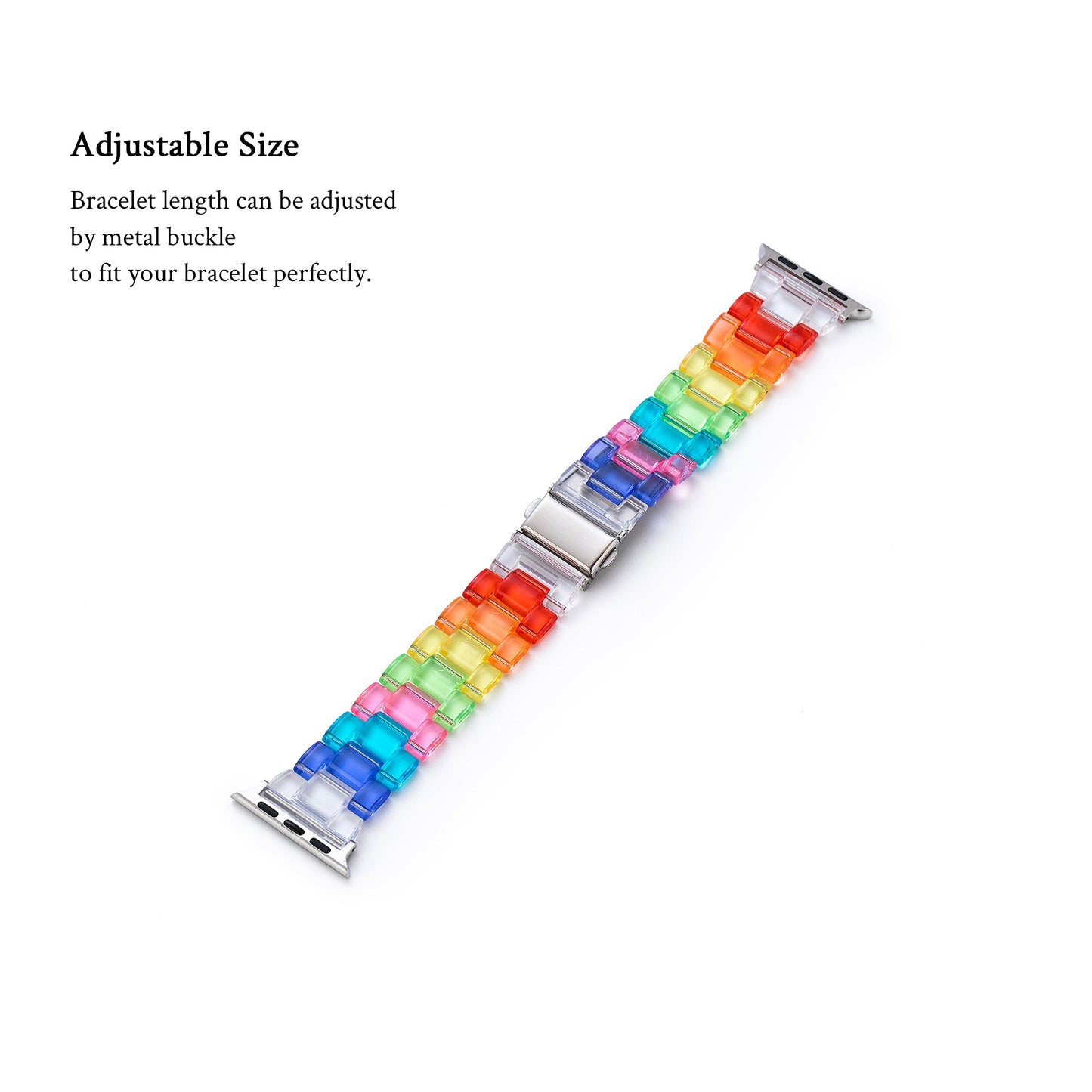 Vibrant Rainbow Resin Apple Watch Band – Unisex Multicolor Strap