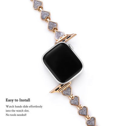 Glitter Love Metal Watch Band for Apple Watch – Sparkling Stainless Steel Strap