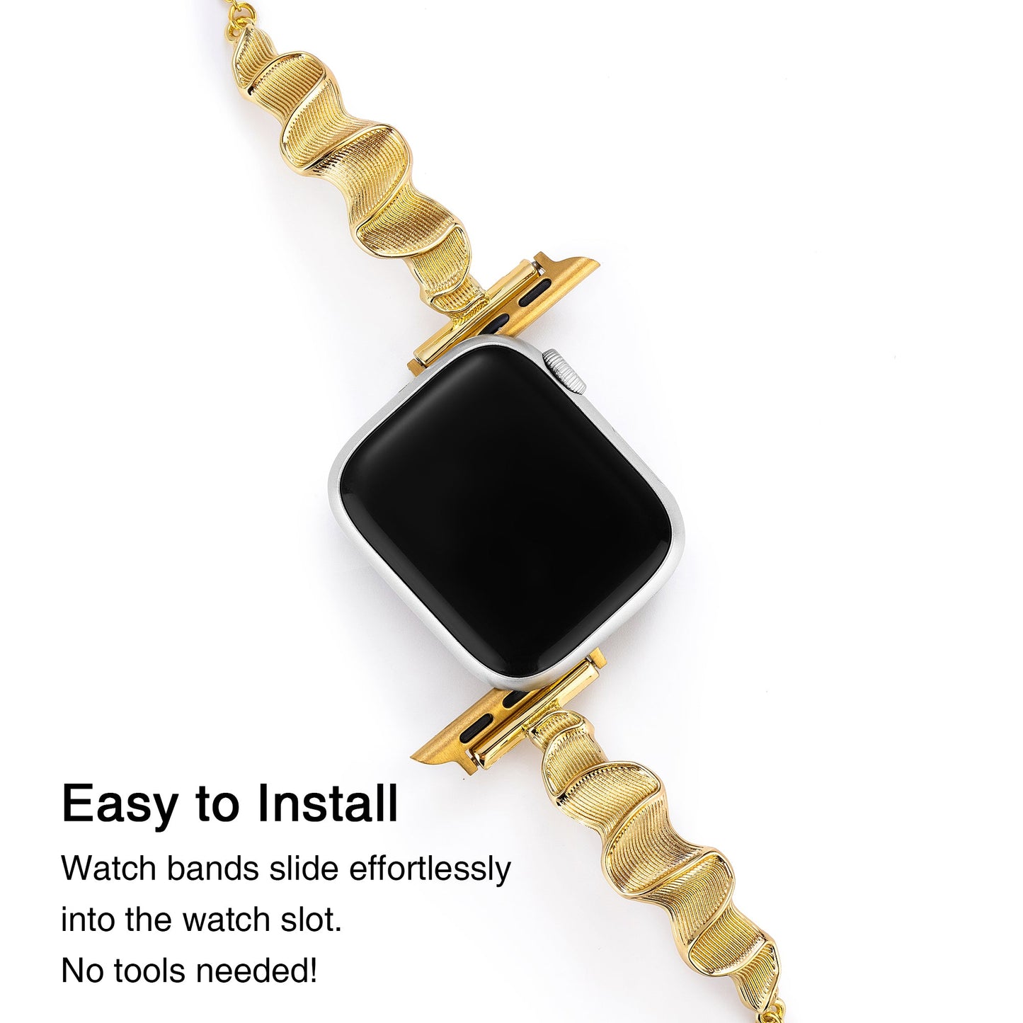 Sleek Wavy Metal Band for Apple Watch – Premium Stainless Steel Bracelet