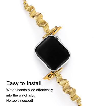 Sleek Wavy Metal Band for Apple Watch – Premium Stainless Steel Bracelet