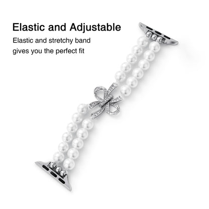Elegant Double Pearl Beaded Band for Apple Watch