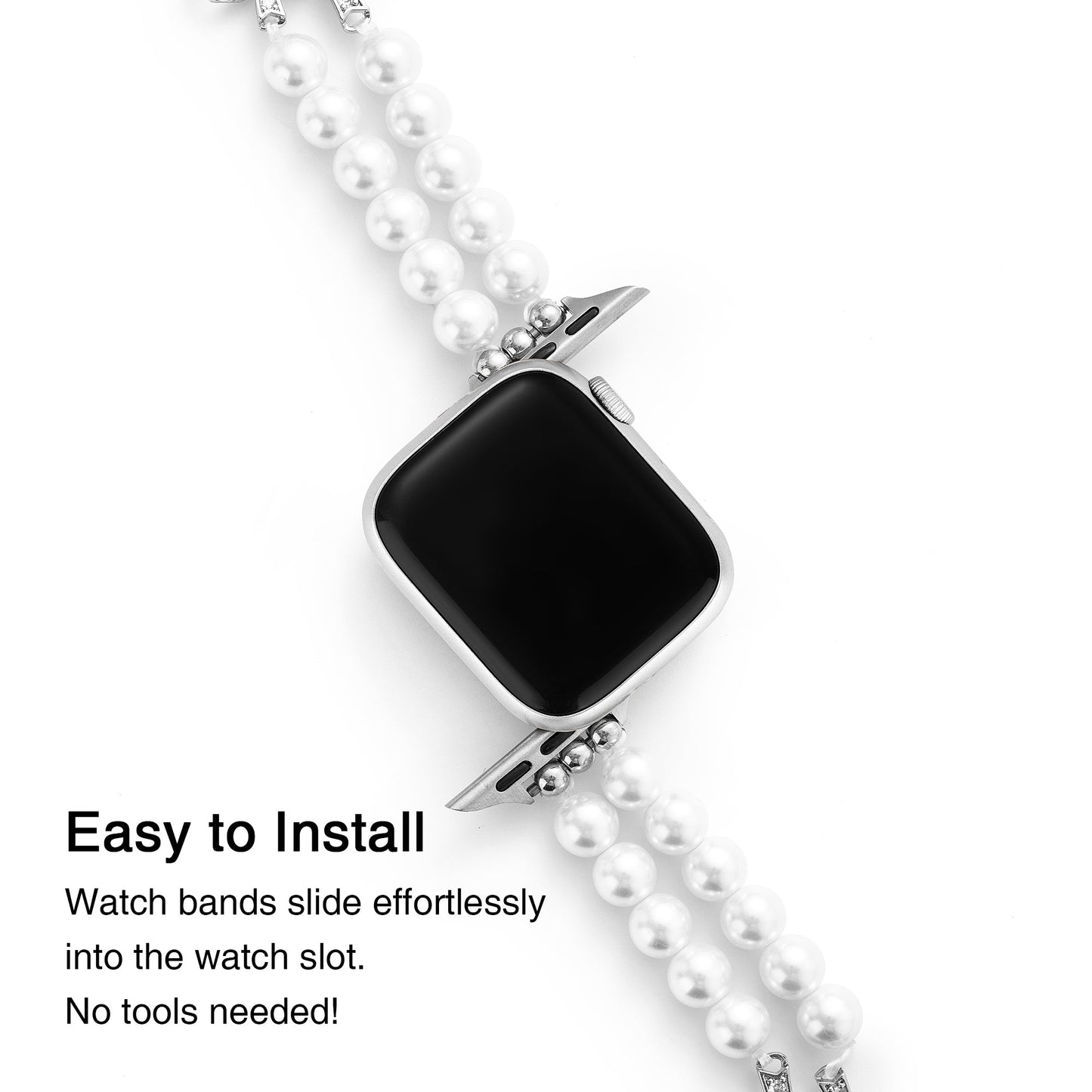 Elegant Double Pearl Beaded Band for Apple Watch