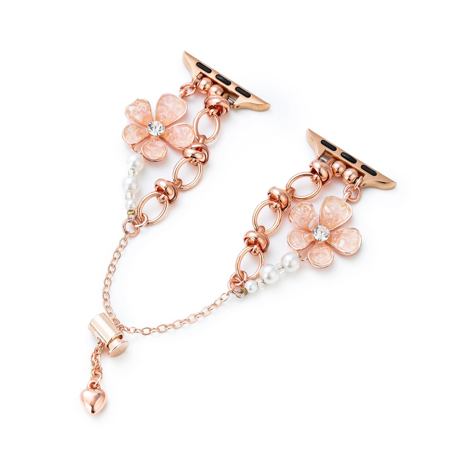 Elegant Floral Quartz Chain Watch Band for Apple Watch