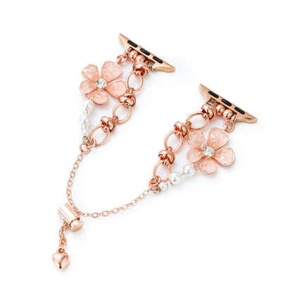 Elegant Floral Quartz Chain Watch Band for Apple Watch