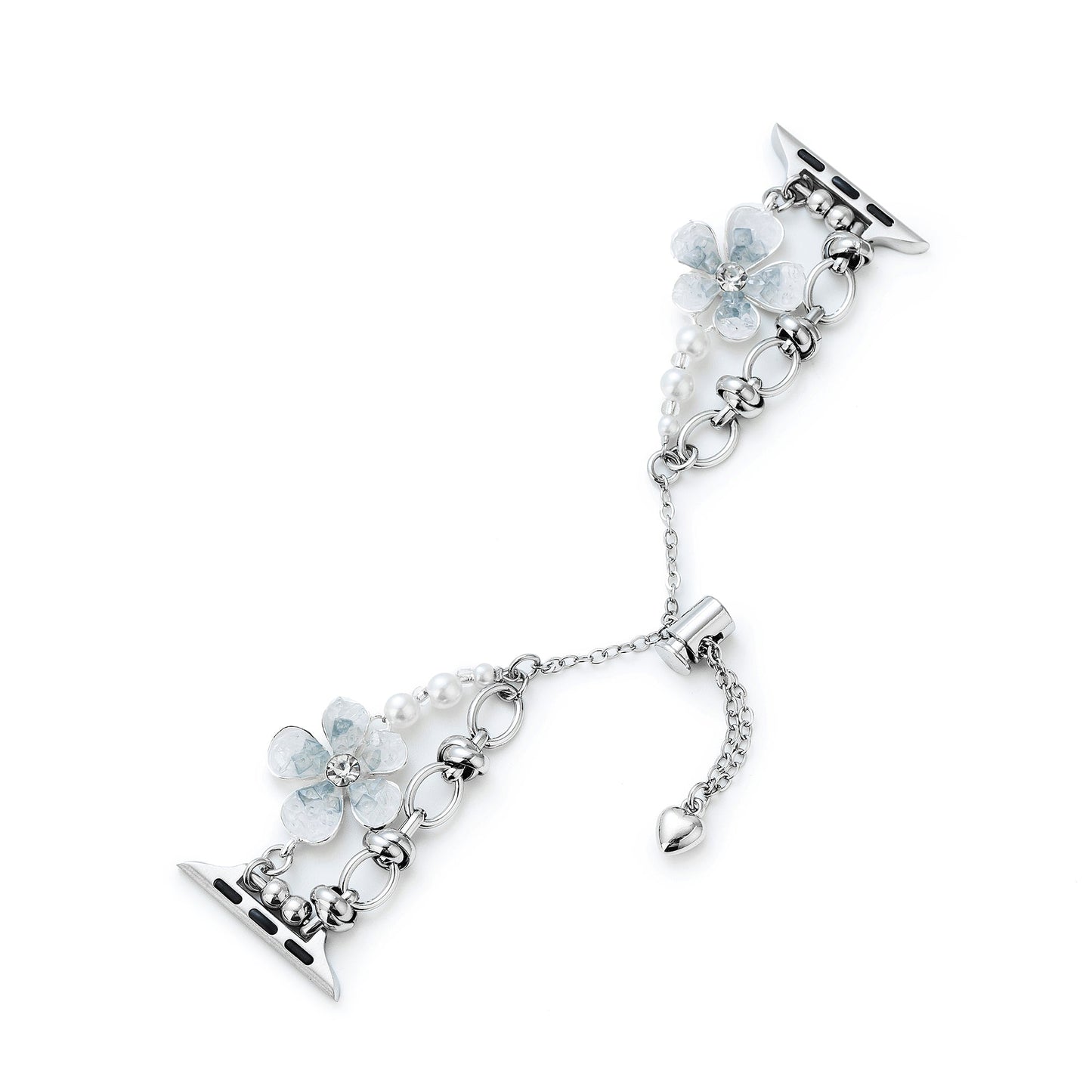 Elegant Floral Quartz Chain Watch Band for Apple Watch