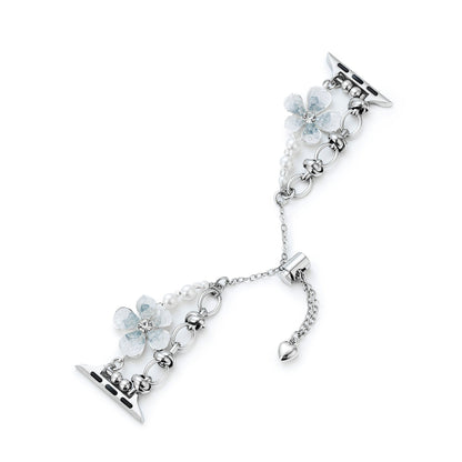 Elegant Floral Quartz Chain Watch Band for Apple Watch