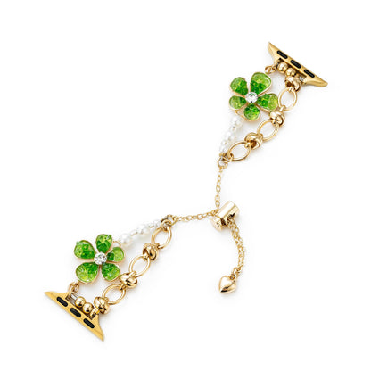 Elegant Floral Quartz Chain Watch Band for Apple Watch